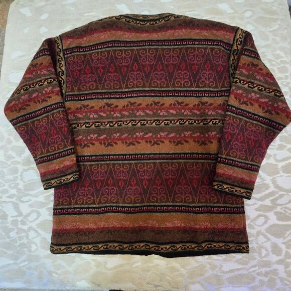 Icelandic Design XL Womens Floral Cardigan Shetland Wool Cottagecore Old Money - Picture 7 of 11